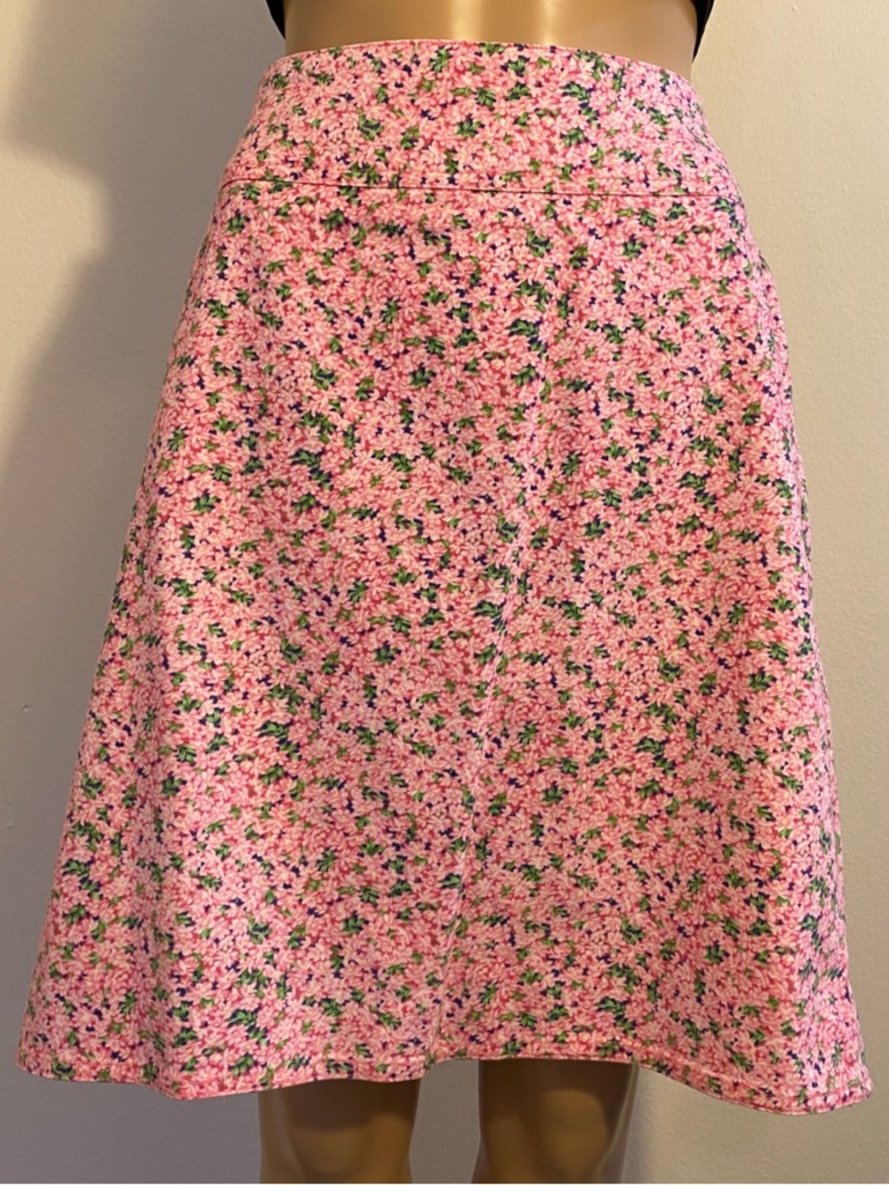 Women Chaus Pink & Green Flower Pink Medium Weight Side Zipper Skirt